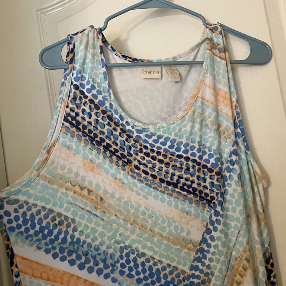 Chico's Dress Womens Size 2 Large Pebbled Waves Maxi Sleeveless Stretch - Picture 4 of 7